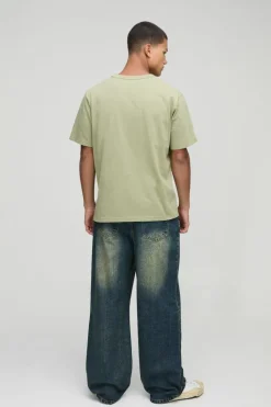 Store boohooMAN Wide Leg Stacked ed Jeans antique wash