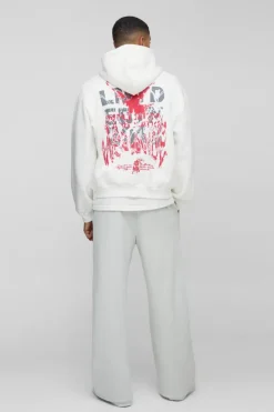 Sale boohooMAN Wide Leg Star Printed Jogger light grey