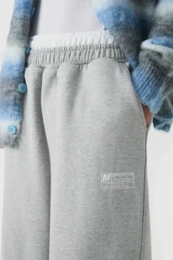 Clearance boohooMAN Wide Leg Tie Cuff Double Waistband Joggers grey marl