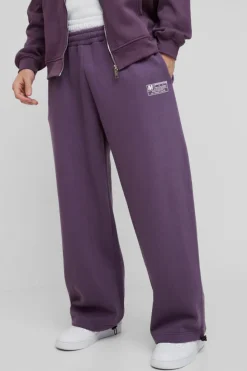 Outlet boohooMAN Wide Leg Tie Cuff Double Waistband Joggers purple