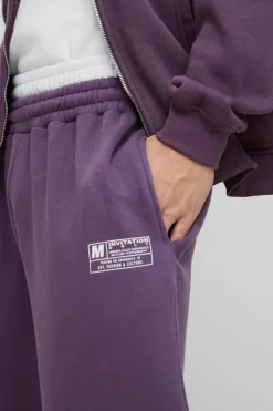 Outlet boohooMAN Wide Leg Tie Cuff Double Waistband Joggers purple