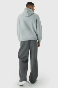 Cheap boohooMAN Wide Leg Tie Cuff Double Waistband Joggers charcoal