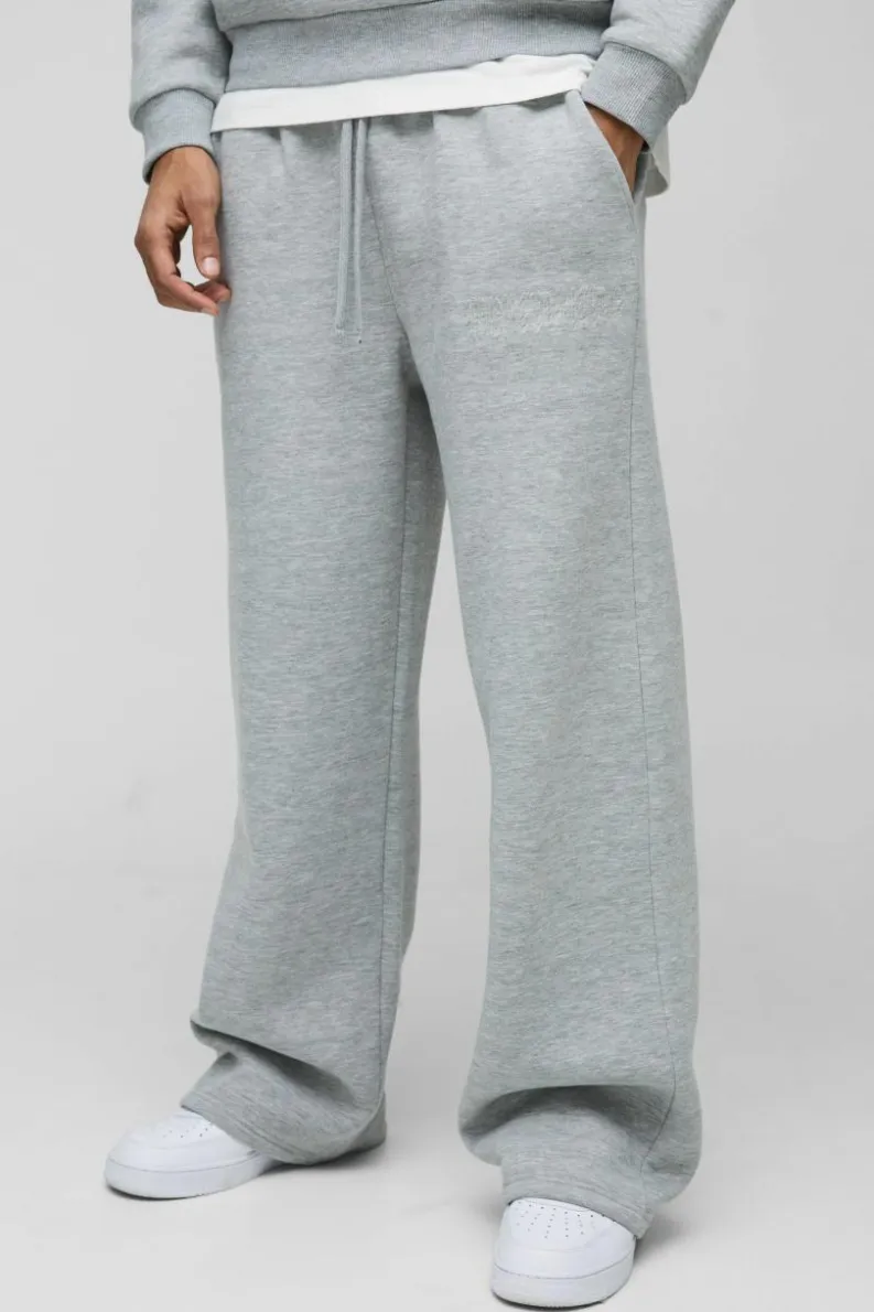 Flash Sale boohooMAN Wide Leg Worldwide Embossed Joggers grey marl