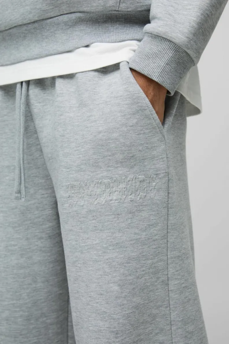 Flash Sale boohooMAN Wide Leg Worldwide Embossed Joggers grey marl