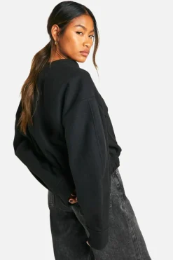 Cheap boohoo Wool Look Double Zip Bomber Jacket black