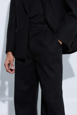 Best boohoo Wool Look Oversized Strap Detail Suit black