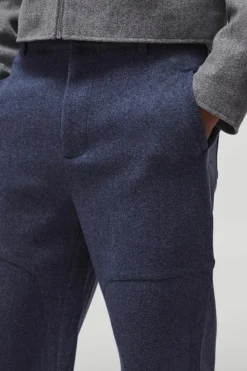 Clearance boohooMAN Wool Look Wide Leg Fixed Waist Trouser navy