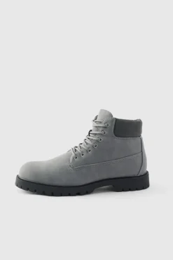 Discount boohooMAN Worker Boot grey