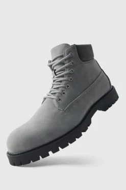 Discount boohooMAN Worker Boot grey