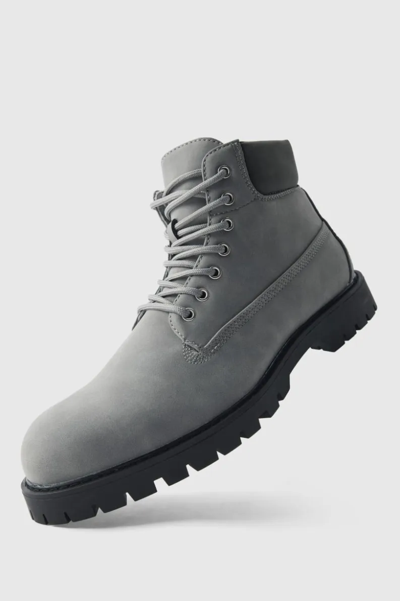Discount boohooMAN Worker Boot grey
