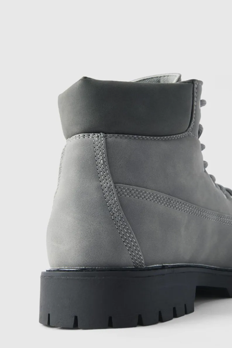 Discount boohooMAN Worker Boot grey