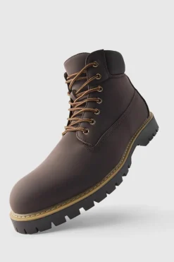Best Sale boohooMAN Worker Boot chocolate