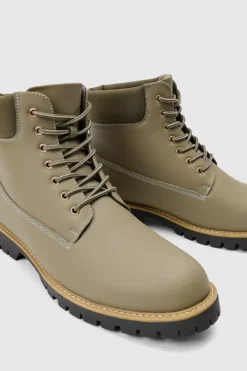 Cheap boohooMAN Worker Boots khaki