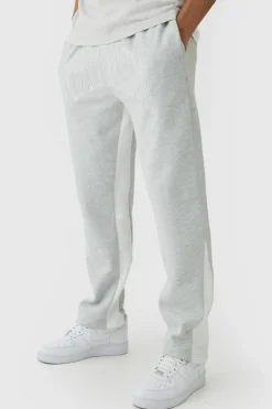Discount boohooMAN Worldwide Embroidered Contrast Stitch Gusset Jogger grey marl