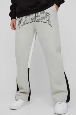 Cheap boohooMAN Worldwide Embroidered Contrast Stitch Gusset Jogger light grey