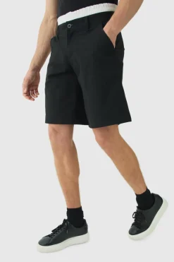 Outlet boohooMAN Woven Jort With Boxer Double Waistband black
