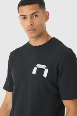 Sale boohooMAN Woven Tab Lounge Top black