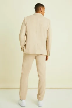 Hot boohooMAN Wrap Front Crinkle Relaxed Suit Jacket nude