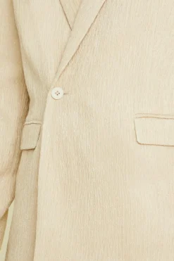 Hot boohooMAN Wrap Front Crinkle Relaxed Suit Jacket nude
