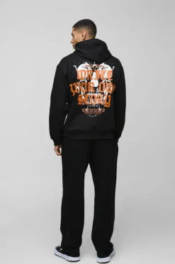 Best boohooMAN Write Your Own Story Cross Text Graphic Hoodie black