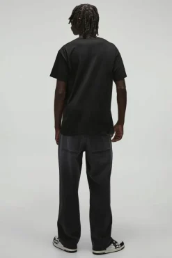 Outlet boohooMAN X-Ray Printed Relaxed Fit Jeans washed black