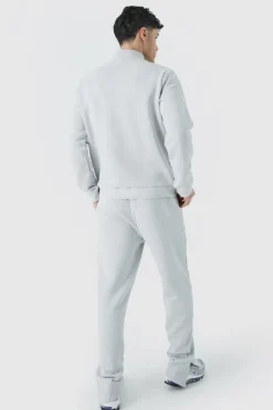 Outlet boohooMAN 1/4 Zip Funnel Neck Atlanta Sweatshirt Tracksuit light grey